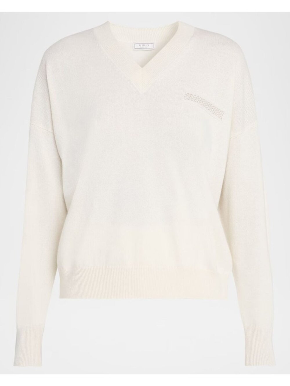 Peserico Punto Luce Wool Silk Cashmere Knit Embellished Sweater White Size 38